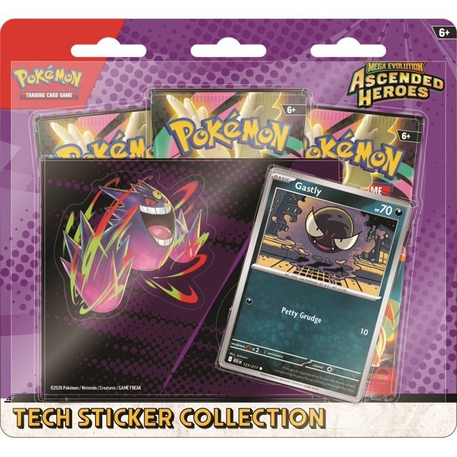 Pokemon Ascended Heroes - 3 pack - Tech Sticker Collection - Gastly
