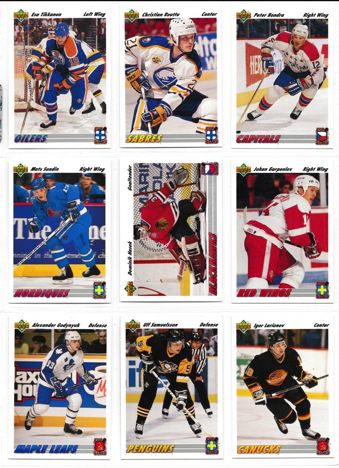 1991-92 UPPER DECK EURO-STARS COMPLETE 18-CARD SET – ENGLISH