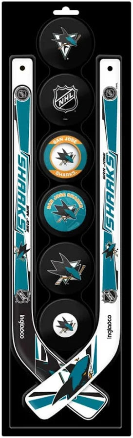 NHL San Jose Sharks 2 Plastic Mini Sticks with 6 Foam Pucks