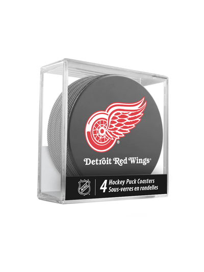 NHL Detroit Red Wings Hockey Puck Coasters in Cube