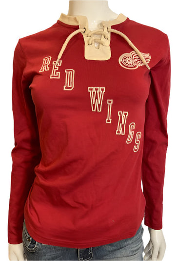 NHL Detroit Red Wings Women's OTH Lace Up Retro Tee (online only)