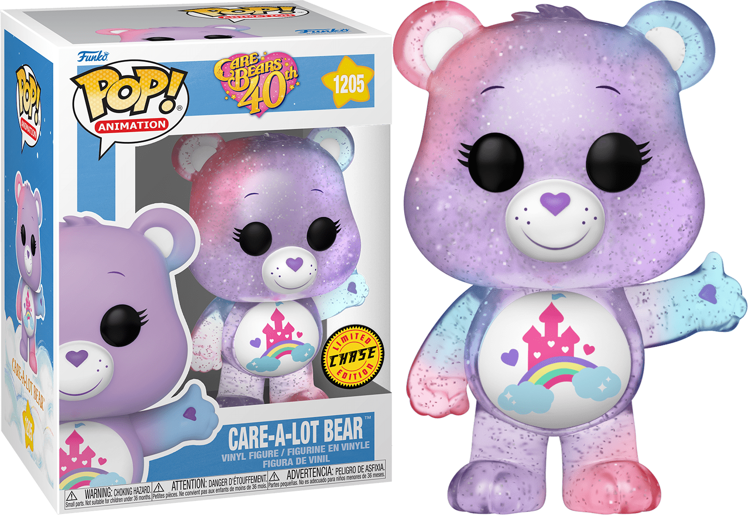 Funko POP Care-A-Lot Bear #1205 CHASE (Translucent Glow) -Care Bears 40th Anniversary