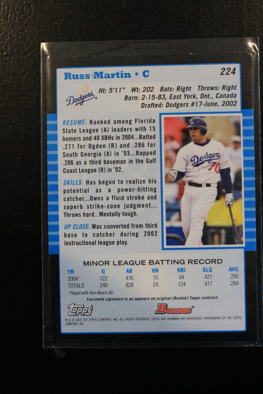 Russell Martin 2005 Bowman Rookie Card