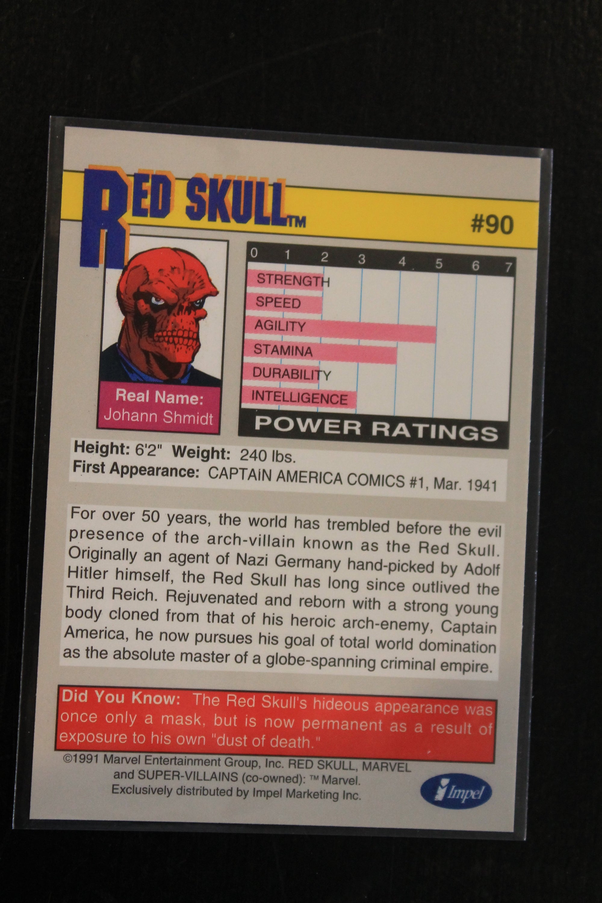 Red Skull 1991 Marvel Universe Series 2 (Impel) BASE Trading Card #90