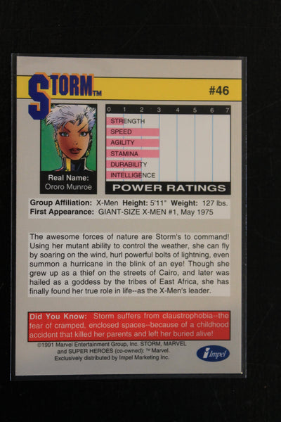 Storm 1991 Marvel Universe Series 2 (Impel) BASE Trading Card #46