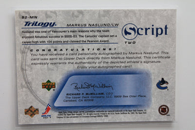 Markus Naslund 2003-04 Upper Deck Trilogy Autograph