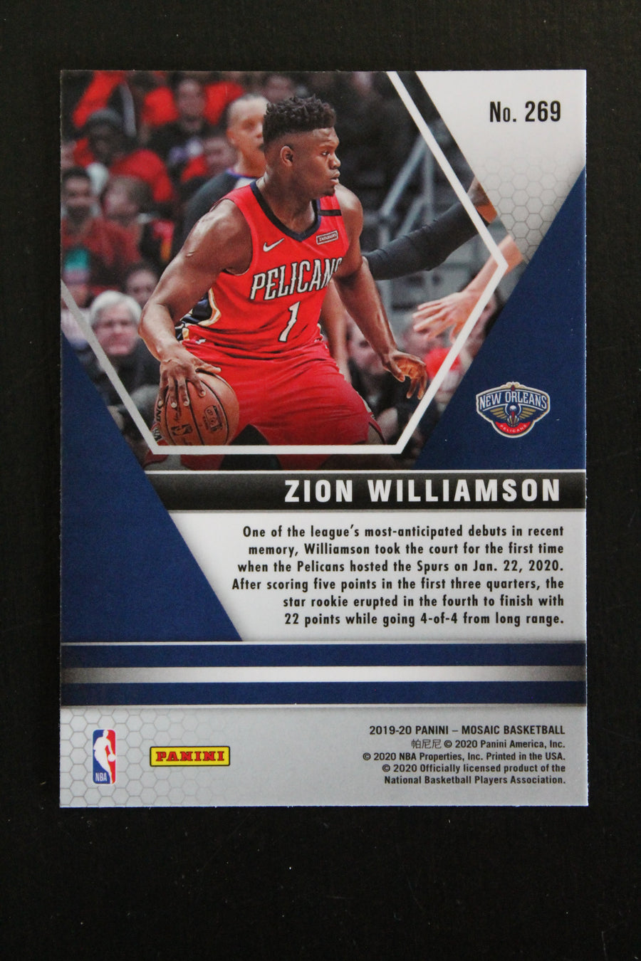 Zion Williamson 2019-20 Panini Mosaic Rookie Card