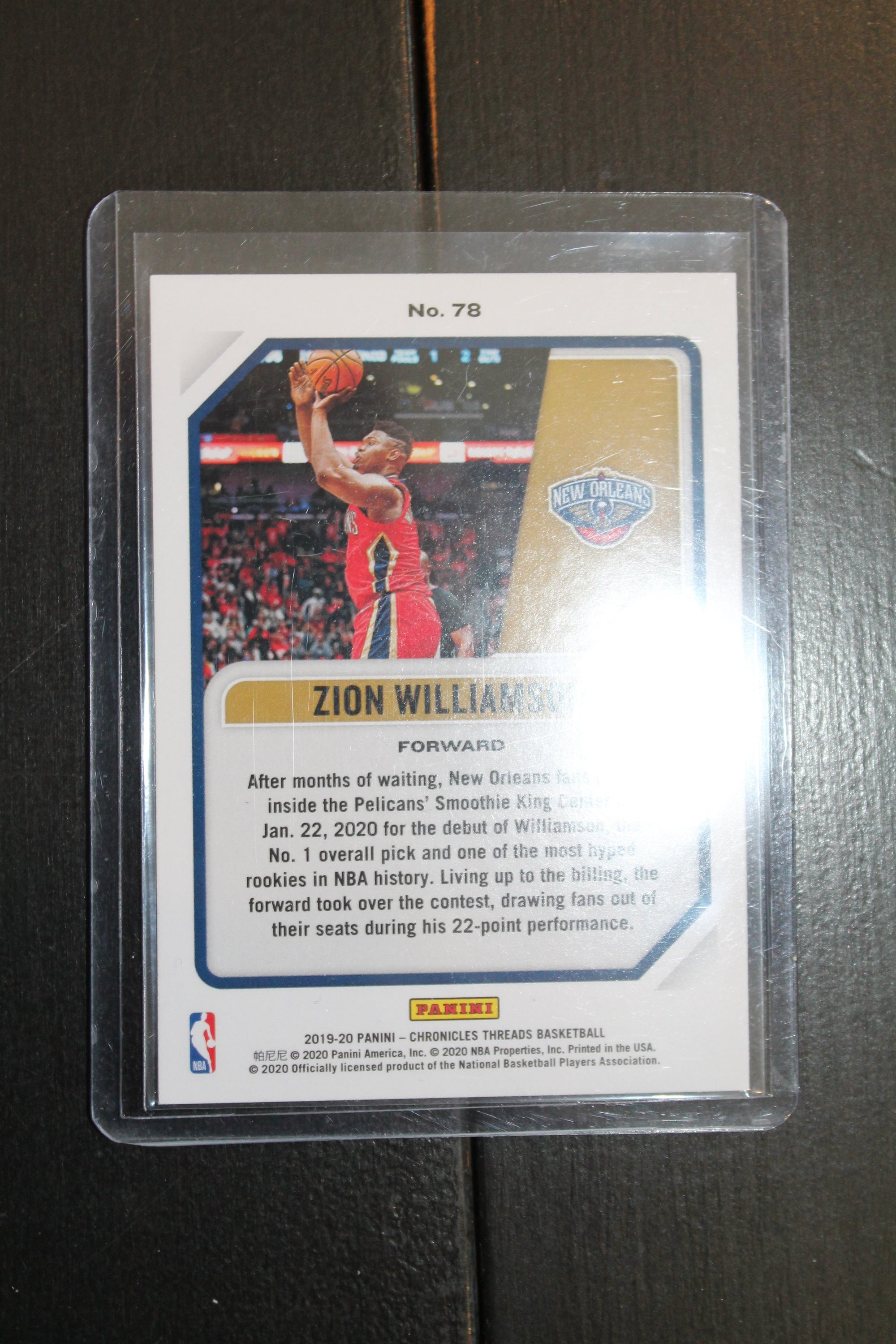 Zion Williamson 2019-20 Panini Chronicles Rookie Card