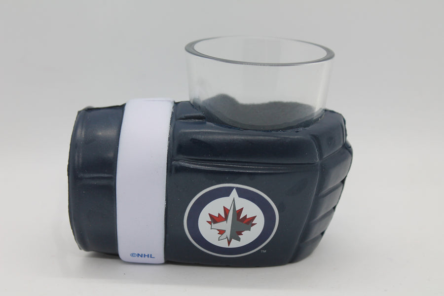 NHL Winnipeg Jets Wrist Shot Glass- With Foam Glove Holder