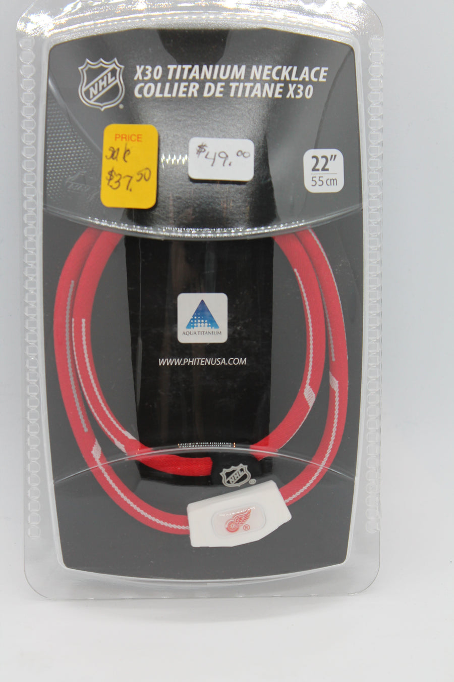 NHL Detroit Red Wings Phiten Titanium Necklace- SALE