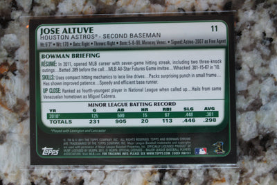 Jose Altuve 2011 Bowman Draft Picks & Prospects - Chrome Rookie Card