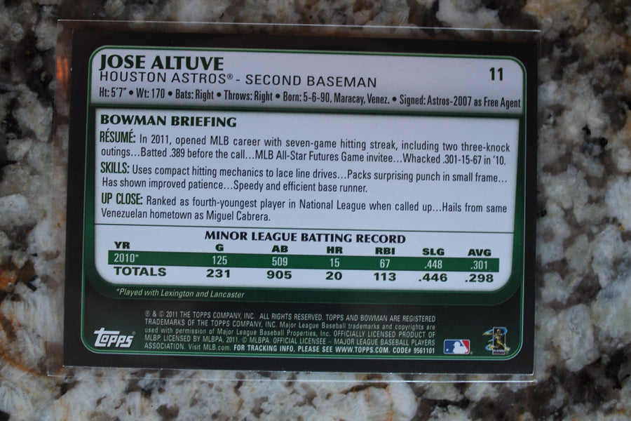 Jose Altuve 2011 Bowman Draft Picks & Prospects Rookie Card