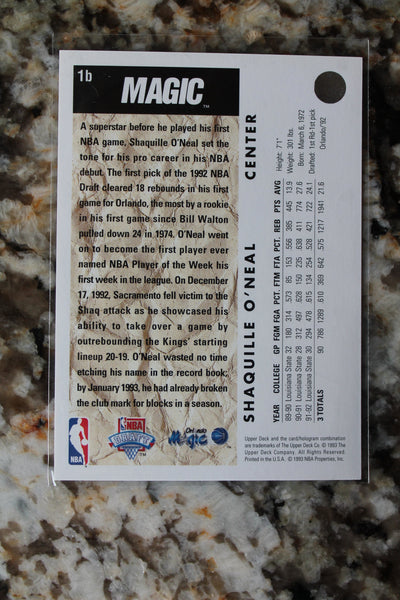Shaquille O'Neal Upper Deck Trade Card Rookie Card #1b