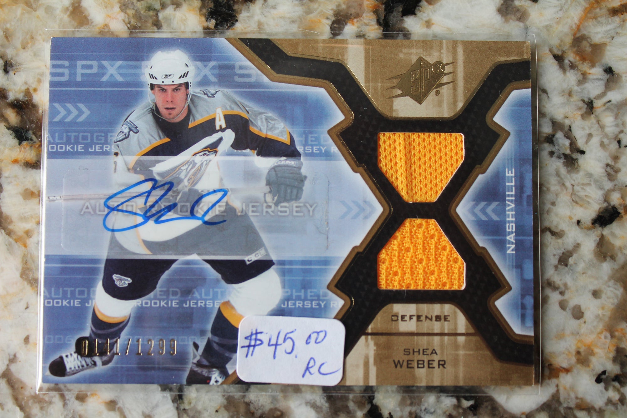 Shea Weber 2006-07 SPx Rookie Auto Jersey Rookie Card #141/1,299