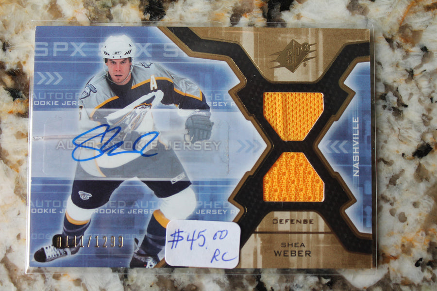 Shea Weber 2006-07 SPx Rookie Auto Jersey Rookie Card #141/1,299