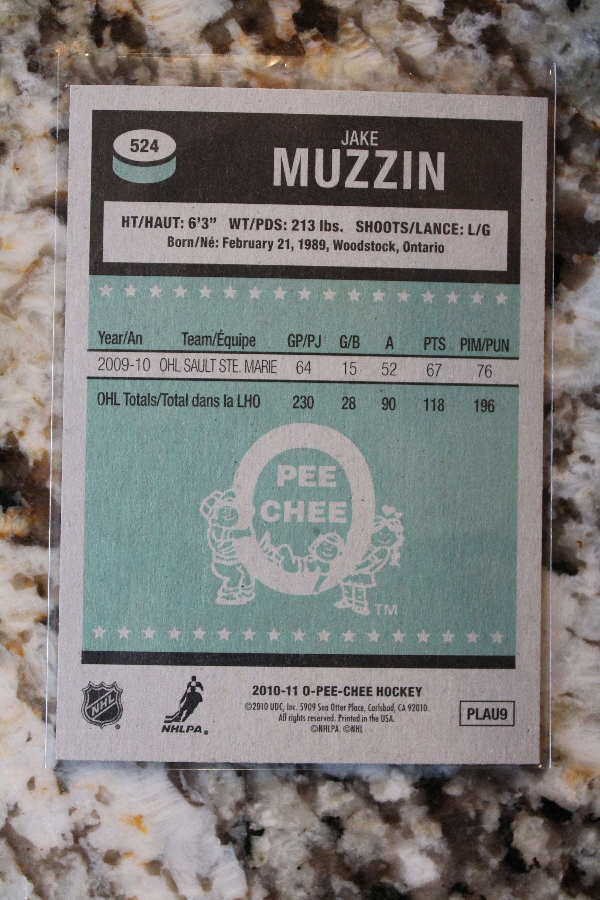 Jake Muzzin 2010-11 O-Pee-Chee Retro Rookie Card