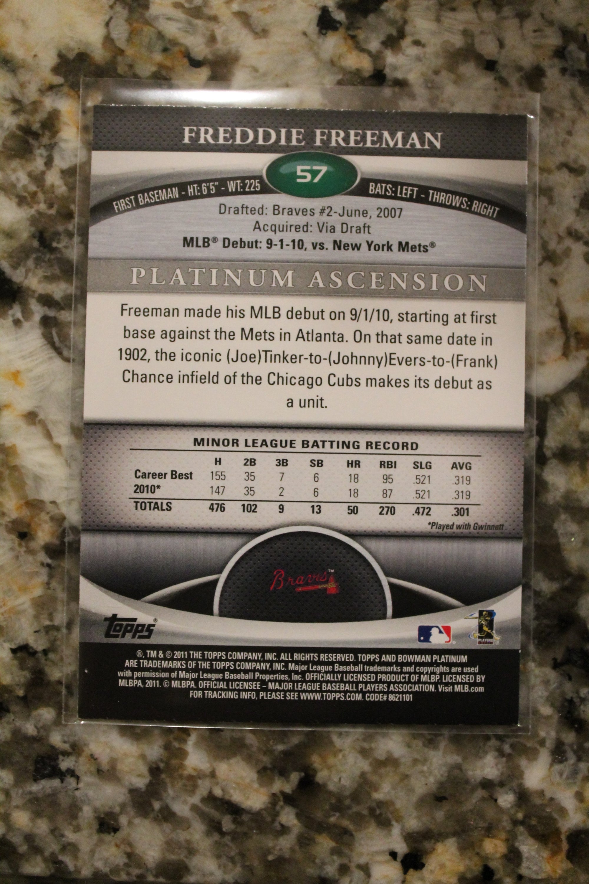 Freddie Freeman 2011 Bowman Platinum Rookie Card