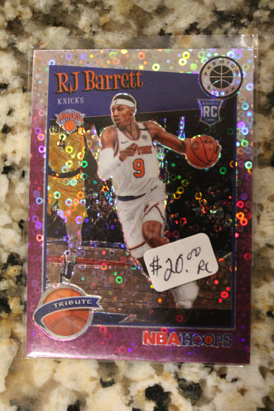 RJ Barrett 2019-20 Panini NBA Hoops Premium Stock Purple Disco Prizm Rookie Card