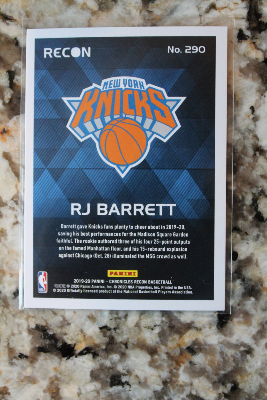 RJ Barrett 2019-20 Panini Chronicles Recon Rookie Card