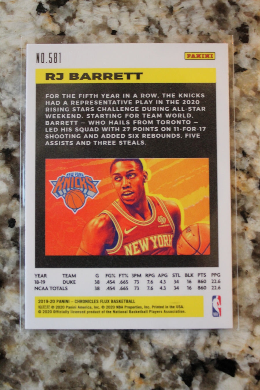 RJ Barrett 2019-20 Panini Chronicles Flux Rookie Card