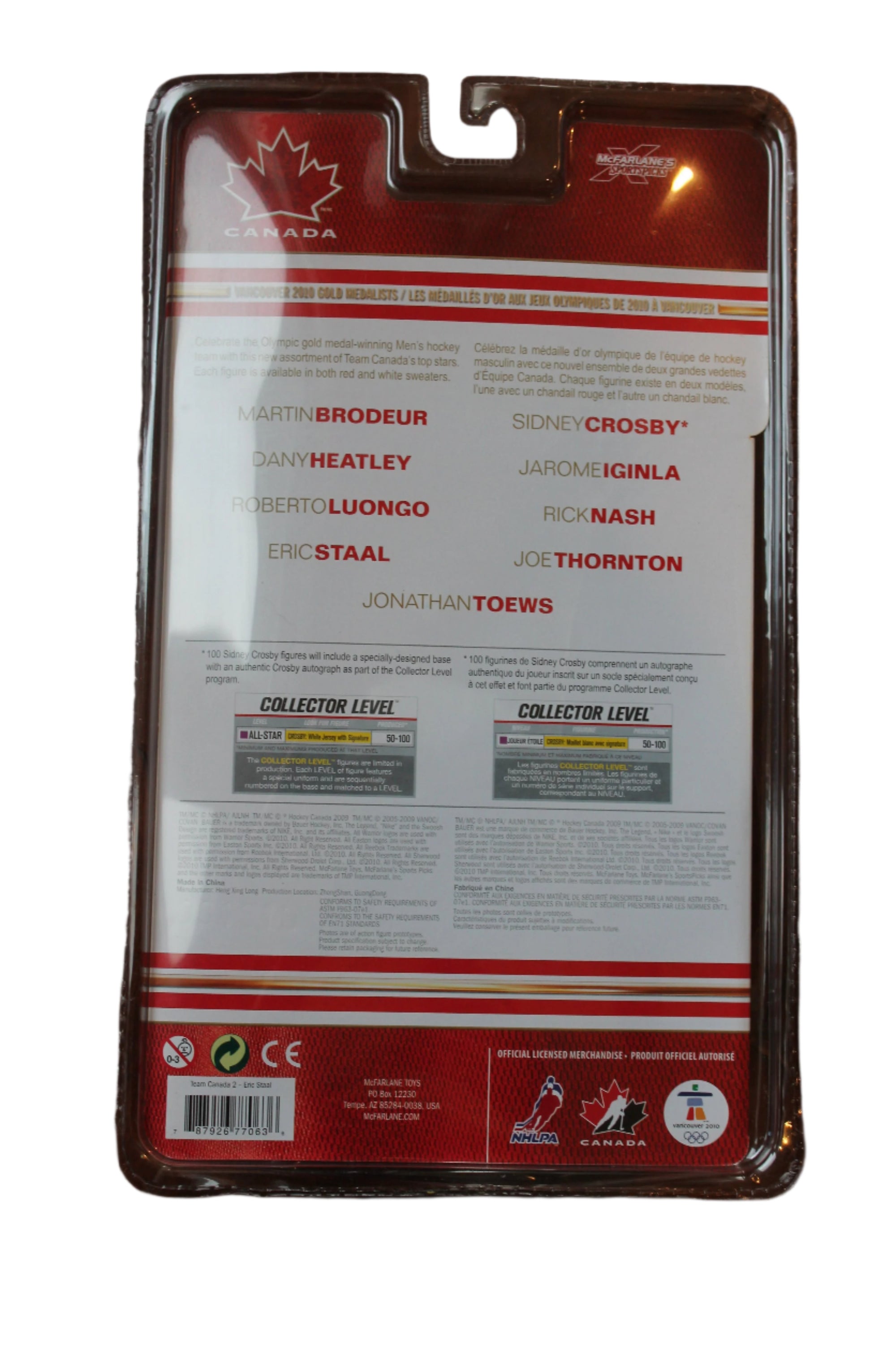 ERIC STAAL MCFARLANE - 2010 TEAM CANADA OLYMPICS - RED JERSEY