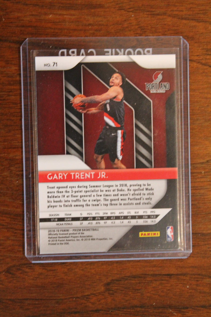 Gary Trent Jr. 2018-19 Panini Prizm Rookie Card