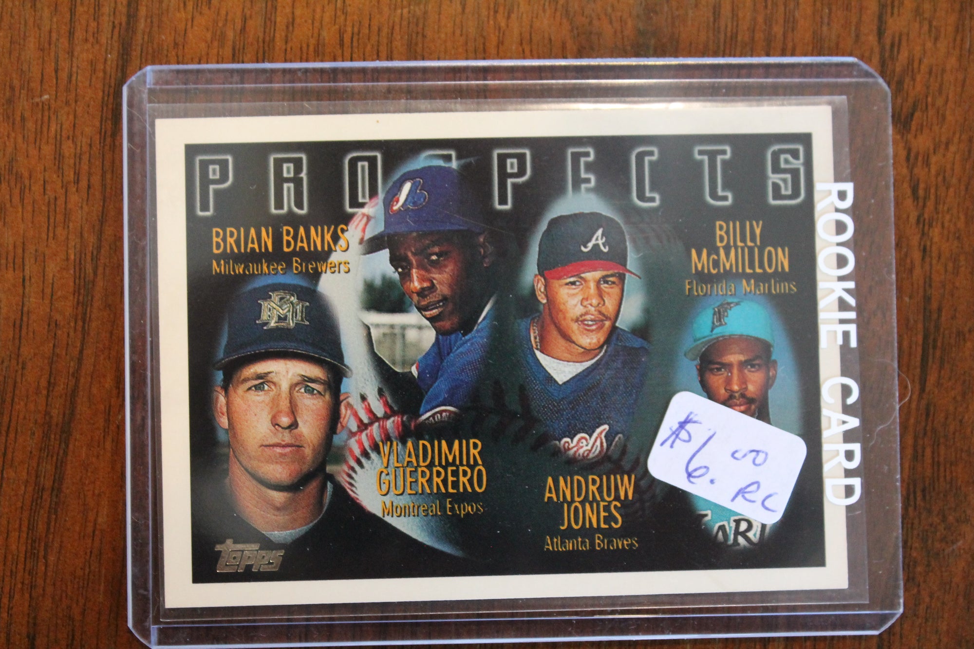 Vladimir Guerrero, Andruw Jones, Brian Banks, Billy McMillon 1996 Topps Rookie Card