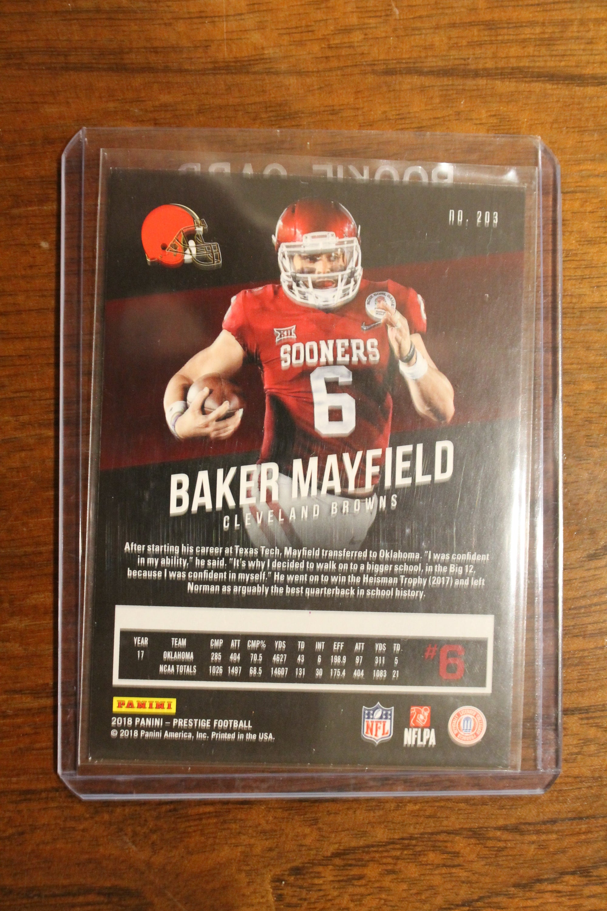 Baker Mayfield 2018 Panini Prestige Extra Points Green Rookie Card