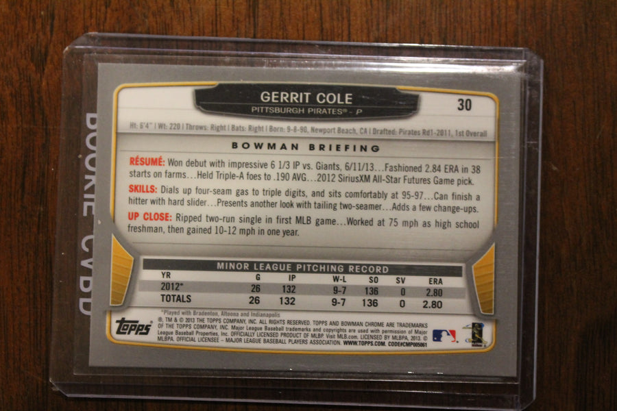 Gerrit Cole 2013 Bowman Chrome Rookie Card