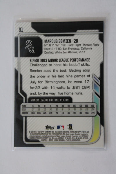 Marcus Semien 2014 Topps Finest Rookie Card