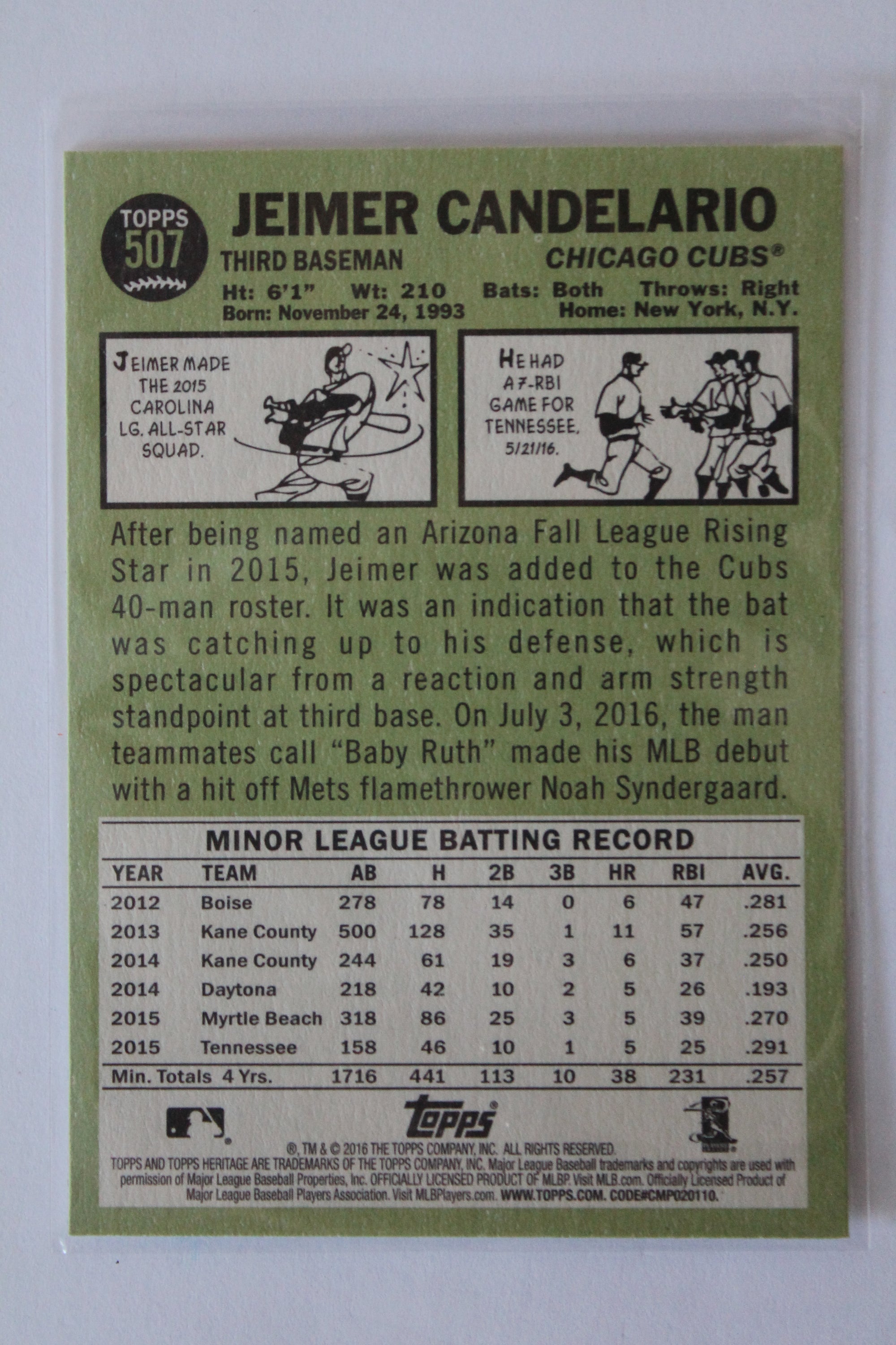 Jeimer Candelario 2016 Topps Heritage High Number Rookie Card