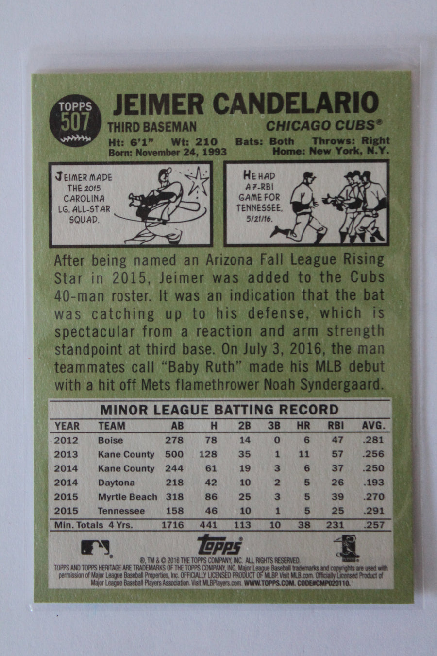 Jeimer Candelario 2016 Topps Heritage High Number Rookie Card