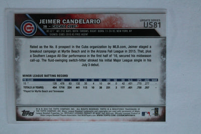 Jeimer Candelario 2016 Topps Update Series Rookie Card