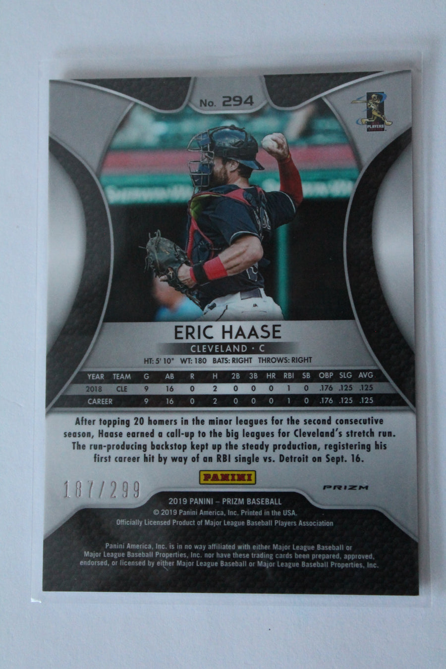 Eric Haase 2019 Panini Prizm - Red Prizm XRC #187/299
