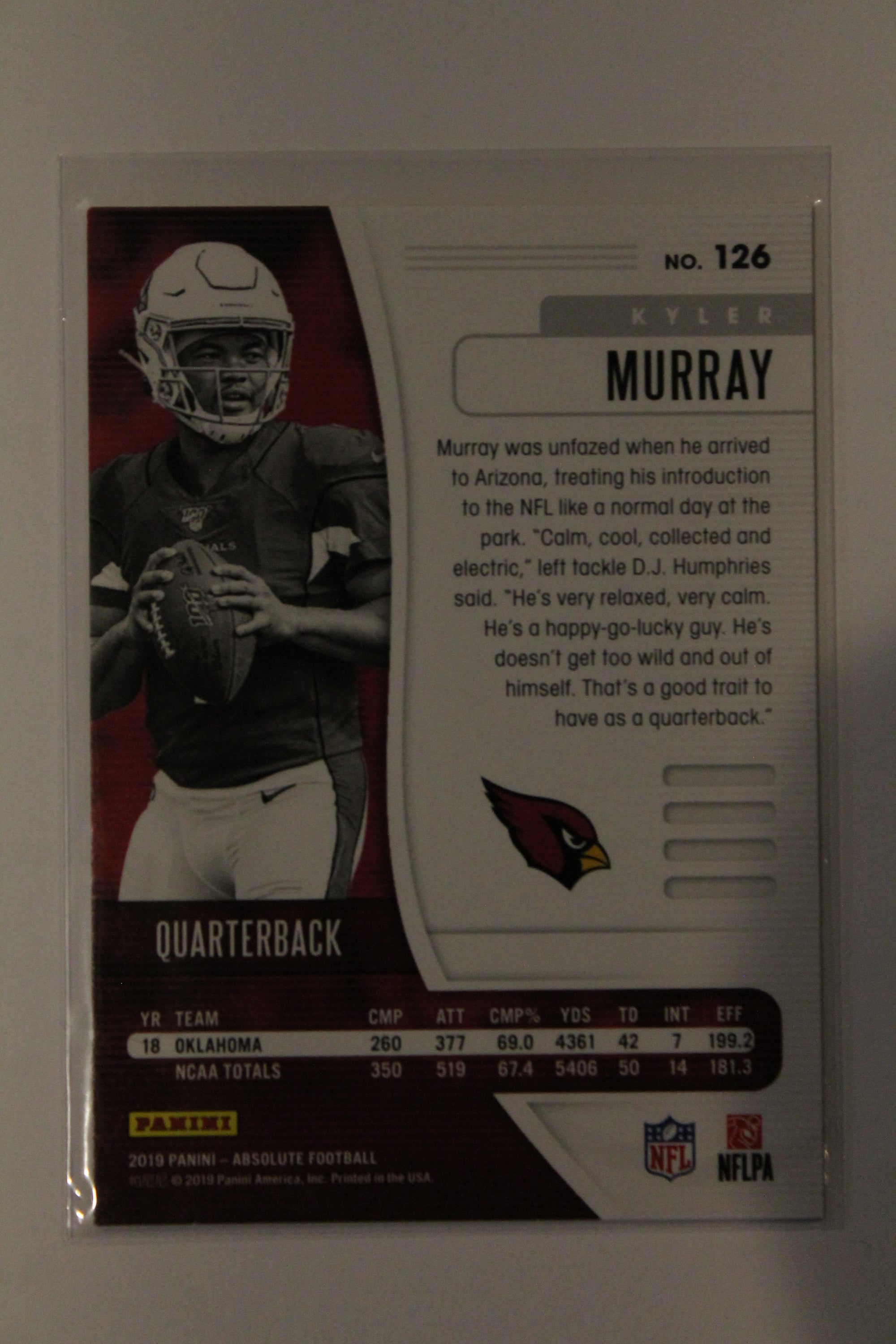 Kyler Murray 2019 Panini Absolute Rookie Card