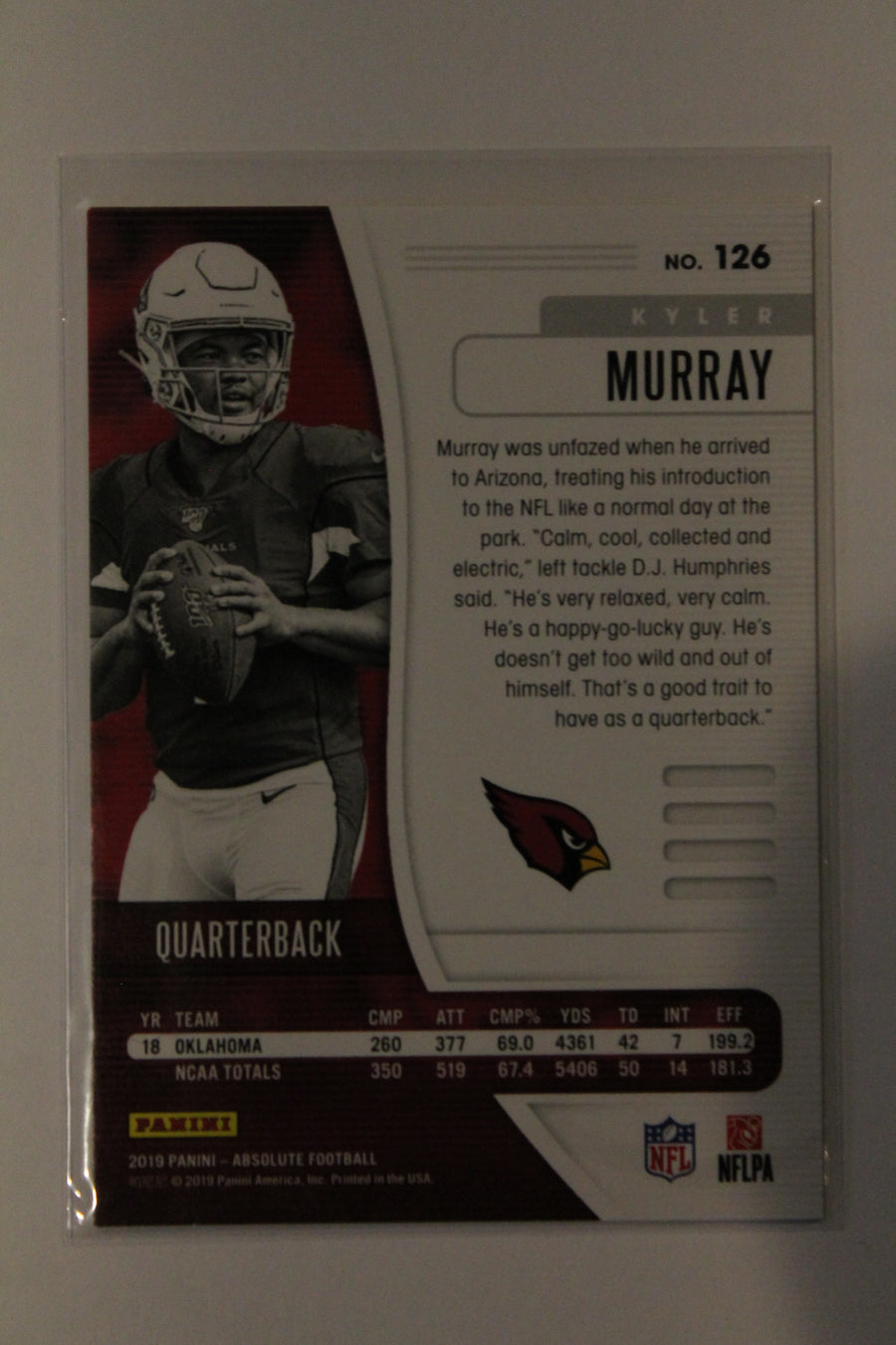 Kyler Murray 2019 Panini Absolute Rookie Card