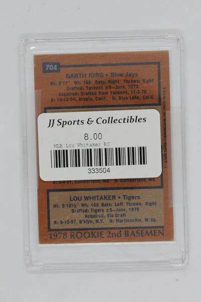 Lou Whitaker Topps Rookie Card