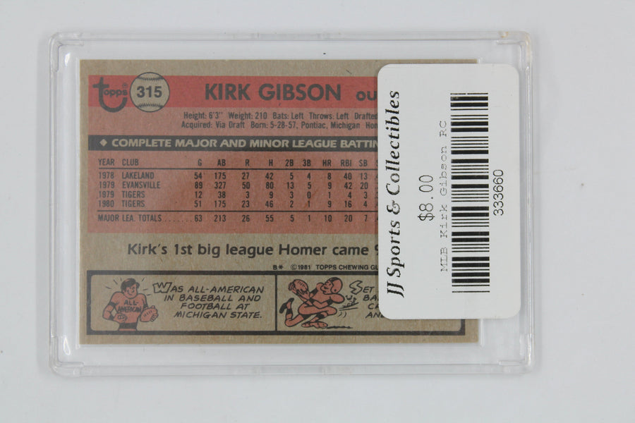 Kirk Gibson Topps Rookie Card