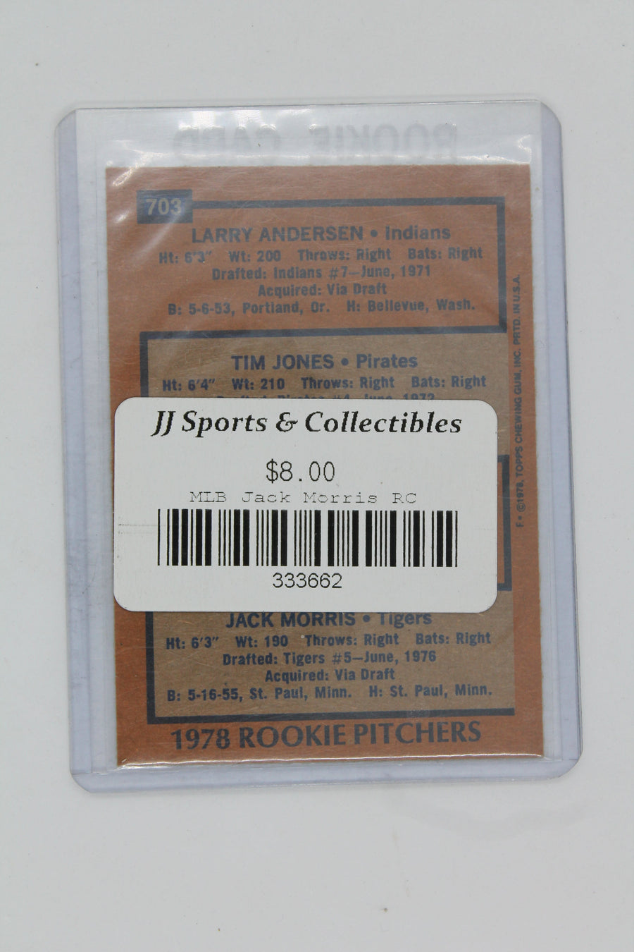 Jack Morris Topps Rookie Card