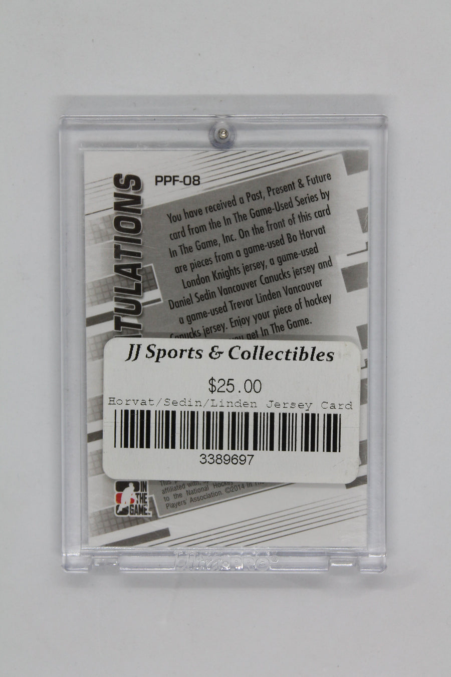 Horvat, Linen, Sedin 2013-14 - ITG Past, Present & Future - Game-Used Jersey Cards