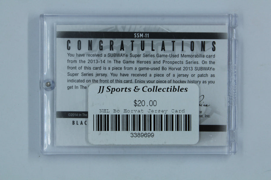 2013-14 In the Game Heroes and Prospects - Subway Series Game-Used - Black Patch #SSM-11 Bo Horvat