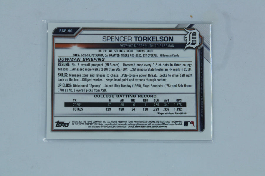 Spencer Torkelson  2021 Bowman - Chrome Prospects #BCP-96 PRC