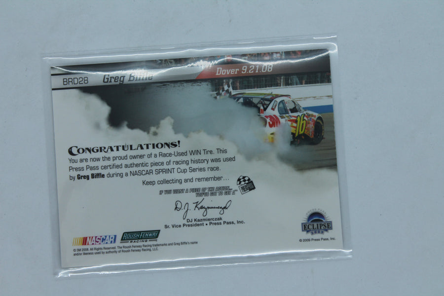 Greg Biffle 2009 Press Pass Eclipse - Burning Rubber Race-Used Tire Driver Series #BRD28 #238/320