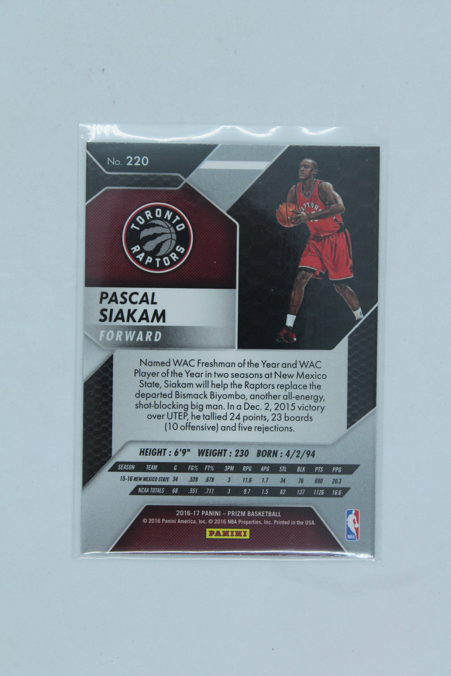 Pascal Siakam 2016-17 Panini Prizm Rookie Card