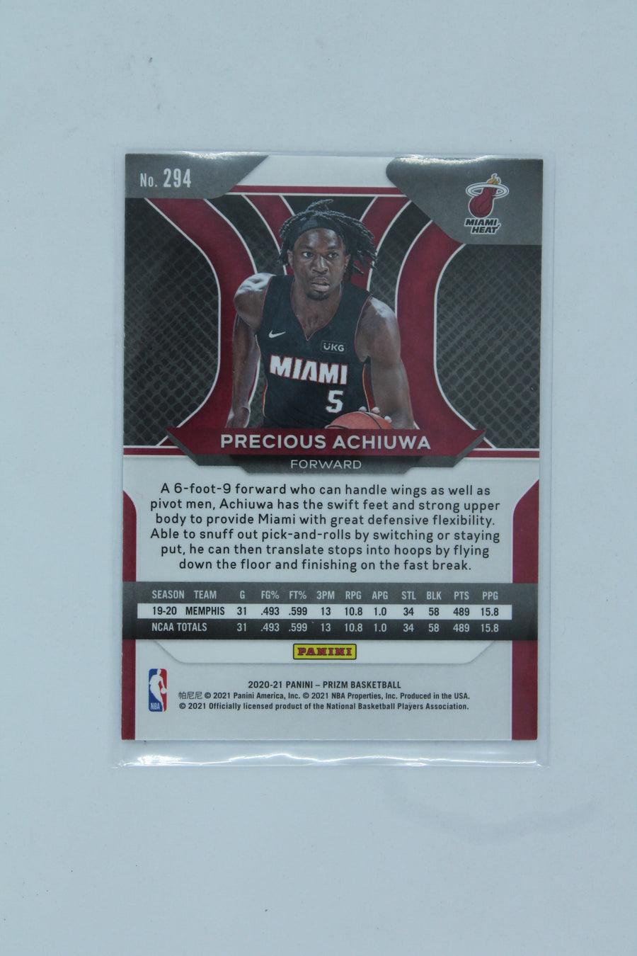 Precious Achiuwa 2020-21 Panini Prizm Rookie Card