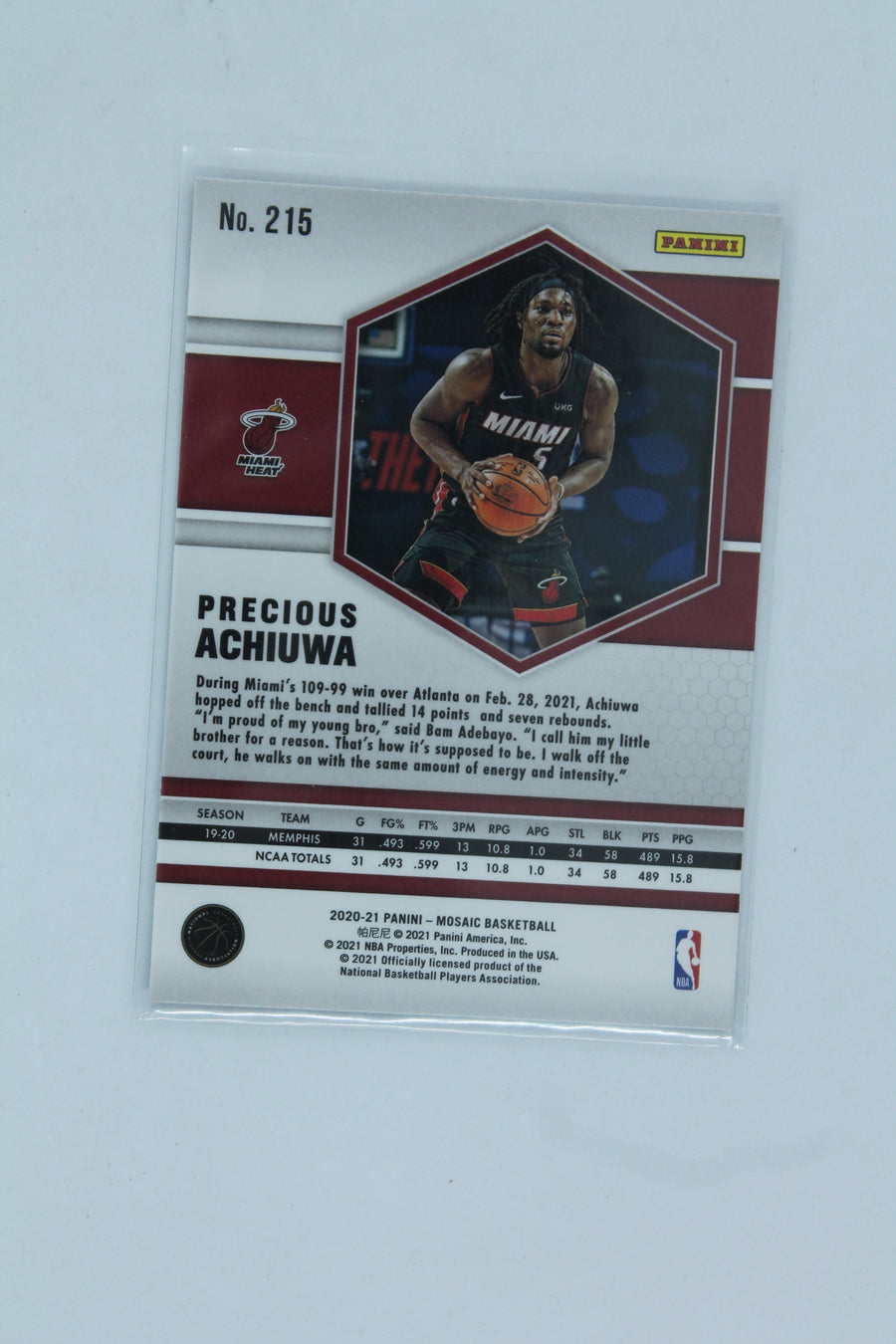 Precious Achiuwa 2020-21 Panini Mosaic Rookie Card