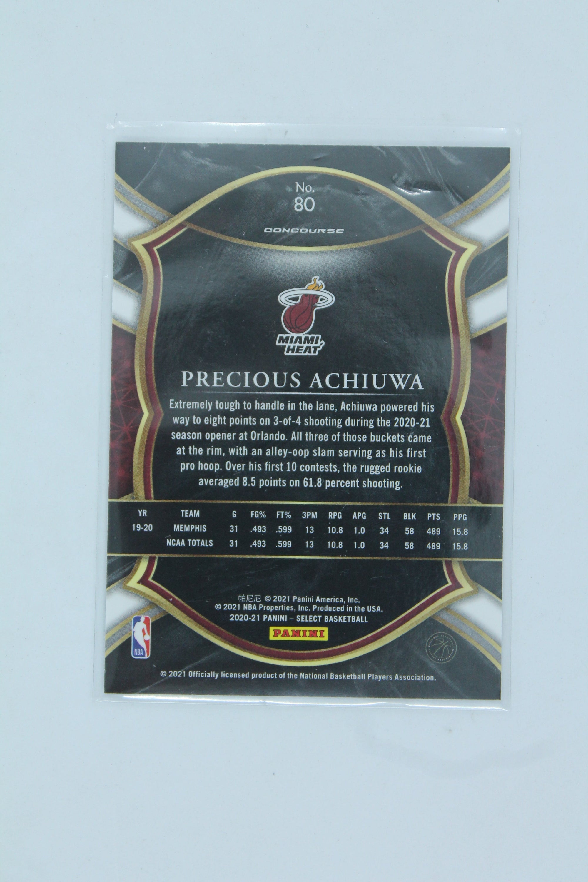Precious Achiuwa 2020-21 Panini Select Blue Rookie Card
