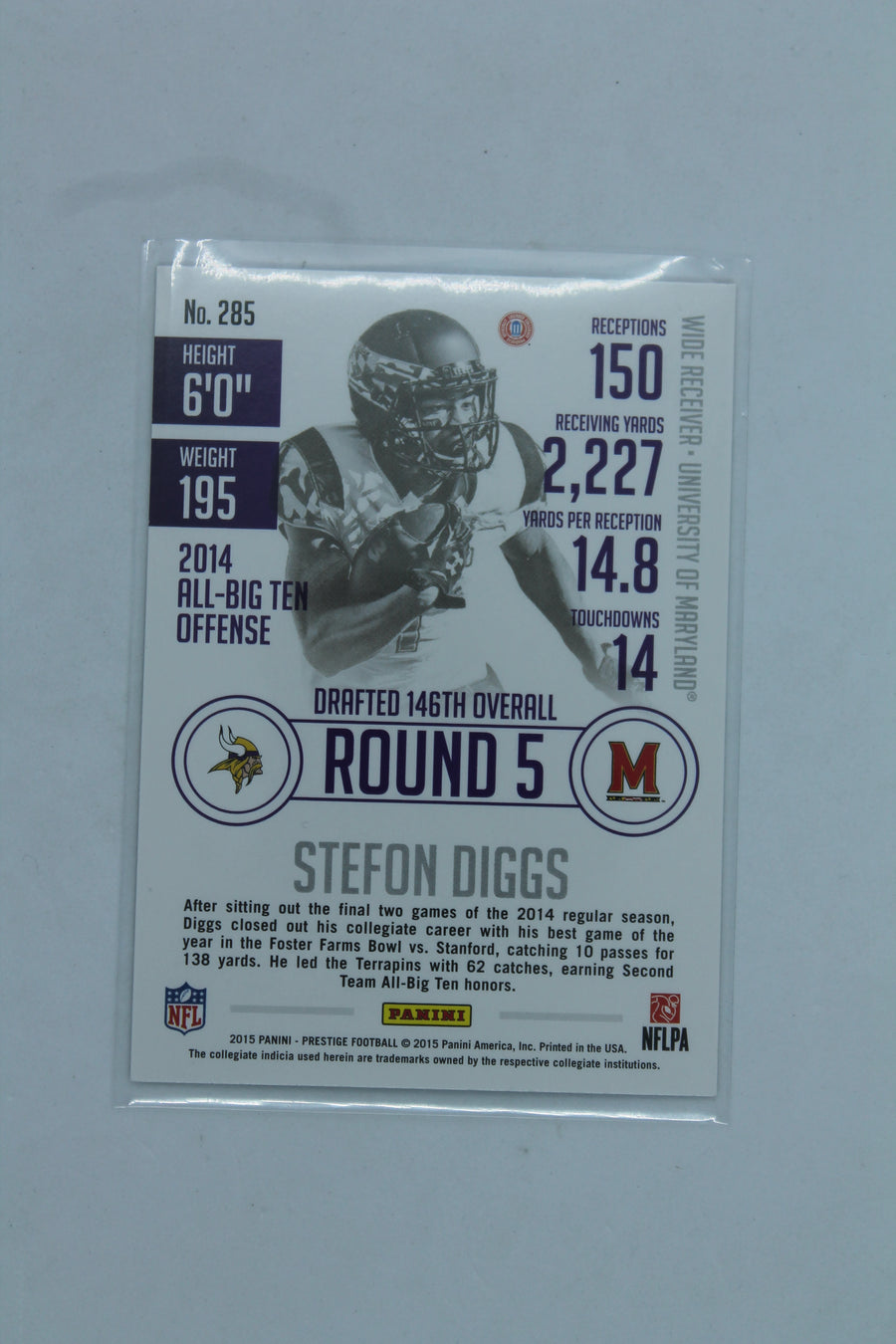 NFL Stefon Diggs Topps Panini Prestige Rookie Card