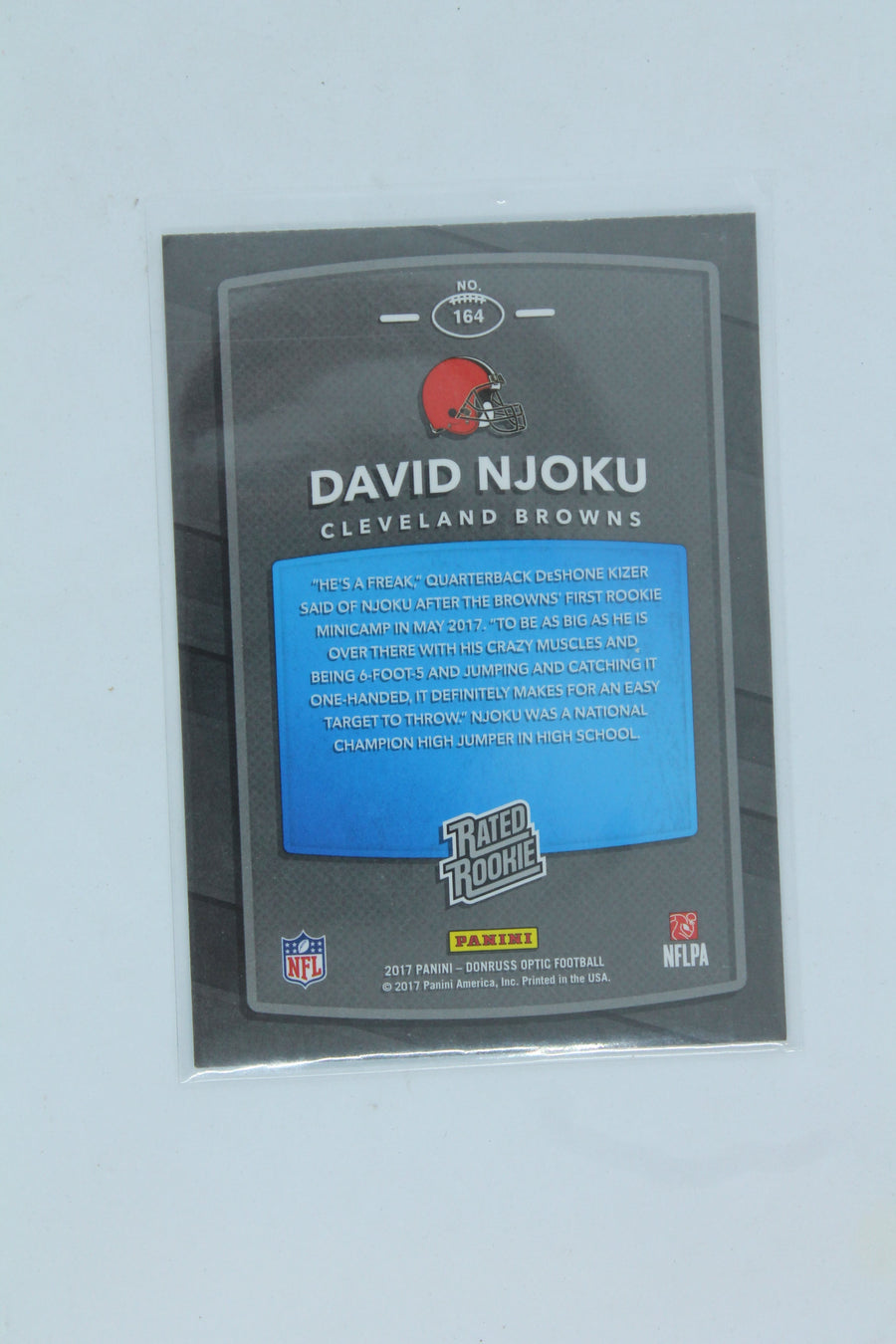 David Njoku 2017 Panini Donruss Rated Rookie - Rookie Card