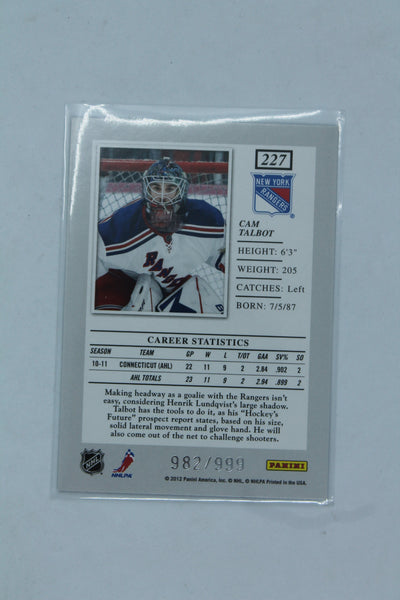 Cam Talbot 2011-12 Panini Elite Rookie Card  #982/999